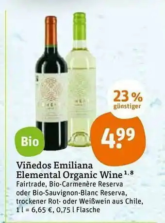 tegut Veñodos Emiliana Elemental Organic Wine Angebot