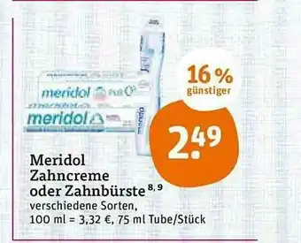 tegut Meridol Zahncreme Oder Zahnbürste Angebot