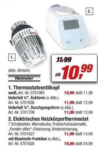 toom Baumarkt Heimeier Thermostatventilkopf Oder Elektrisches Heizkörperthermostat Angebot