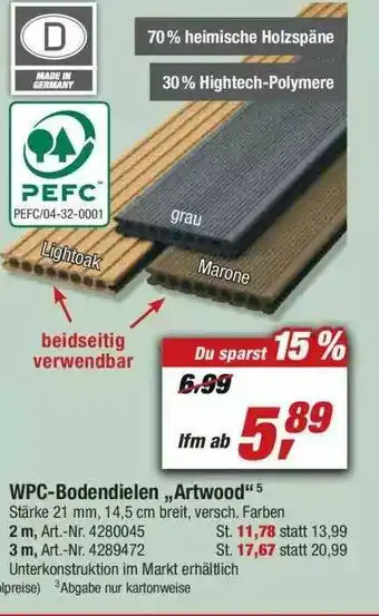 toom Baumarkt Wpc-bodendielen „artwood ” Angebot