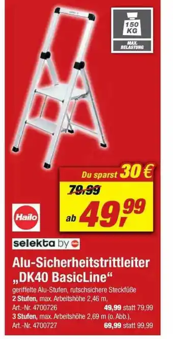 toom Baumarkt Hailo Selekta By Alu-sicherheitstrittleiter „dk40 Basicline” Angebot