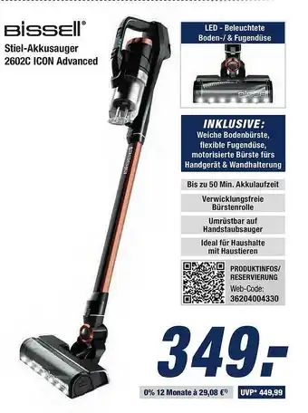 Expert Bening Bissell Stiel-akkusauger 2602C Icon Advanced Angebot