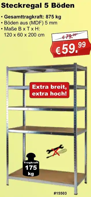 Stabilo Fachmarkt Steckregal 5 Böden Angebot