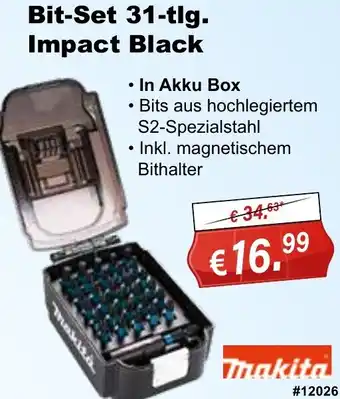 Stabilo Fachmarkt Makita Bit-Set 31-tlg. Impact Black Angebot