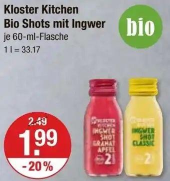 V Markt Kloster Kitchen Bio Shots mit Ingwer 60 ml Flasche Angebot