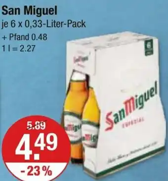 V Markt San Miguel 6 x 0,33 Liter Pack Angebot