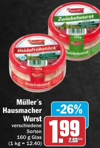 AEZ Müller's Hausmacher Wurst 160 g Glas Angebot