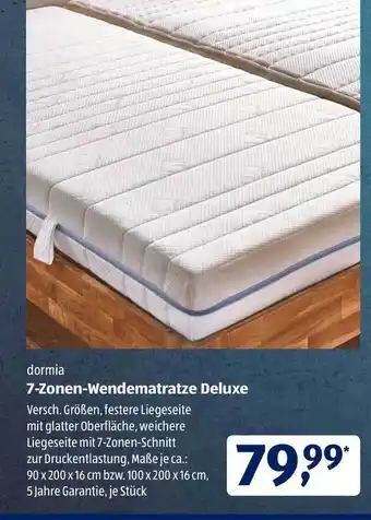 Aldi Süd Dormia 7-zonen-wendematratze Deluxe Angebot