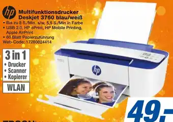 expert Techno Land hp Multifunktionsdrucker Deskjet 3760 blau/weiß Angebot