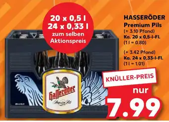 Kaufland HASSERÖDER Premium Pils Ka. 20 x 0,5-I-FI./ Ka. 24 x 0,33-I-FI. Angebot