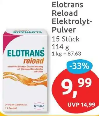 Budni Elotrans Reload Elektrolyt Pulver 15 Stück 114 g Angebot