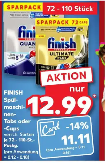 Kaufland FINISH Spülmaschinentabs oder -Caps versch. Sorten je 72 -110-St.-Packg. Angebot