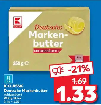 Kaufland K-CLASSIC Deutsche Markenbutter mildgesäuert 250-g-Stück Angebot