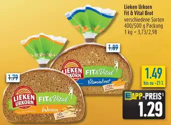 diska Lieken Urkorn Fit & Vital Brot 400/500 g Packung Angebot