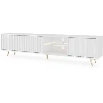 ManoMano Selsey bello - tv-lowboard stehend in weiß mit led-beleuchtung, lamellenfront, 175 cm Angebot