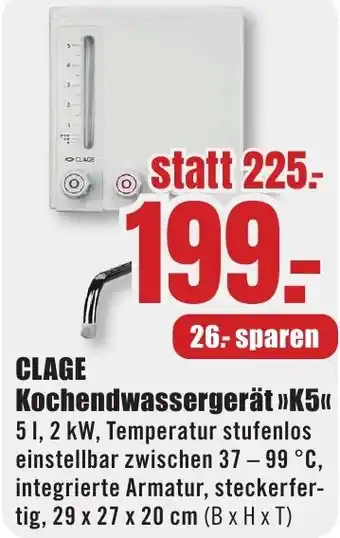 B1 Discount Baumarkt CLAGE Kochendwassergerät K5 Angebot