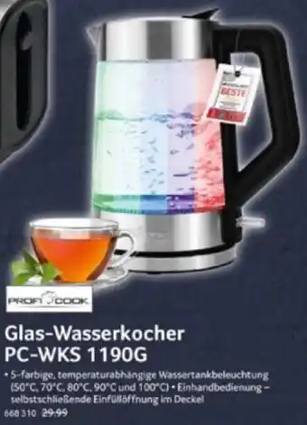 Selgros Profi Cook Glas-Wasserkocher PC-WKS 1190G Angebot