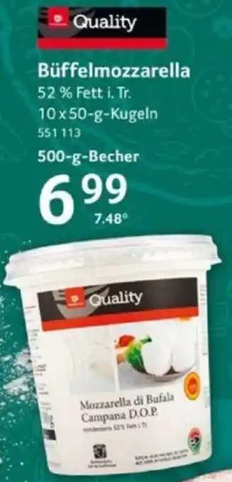 Selgros Quality Büffelmozzarella 500 g Becher Angebot