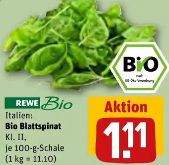 REWE Bio Blattspinat 100 g Schale Angebot