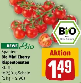 REWE Bio Mini Cherry Rispentomaten 250 g Schale Angebot