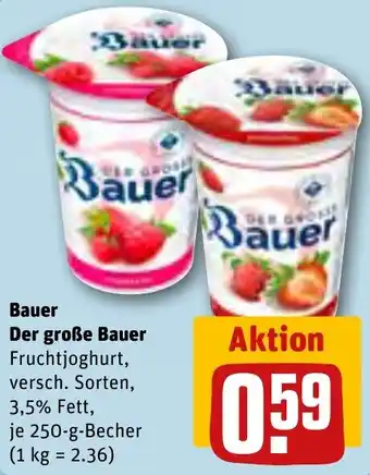 REWE Bauer Der große Bauer Fruchtjoghurt 250 g Becher Angebot