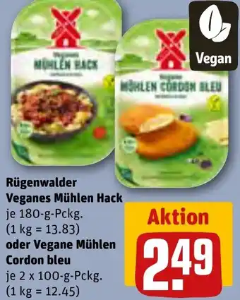 REWE Rügenwalder Veganes Mühlen Hack 180 g oder Vegane Mühlen Cordon bleu 2x100 g Pckg. Angebot