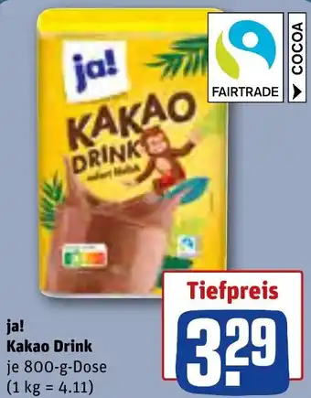 REWE ja! Kakao Drink 800 g Dose Angebot