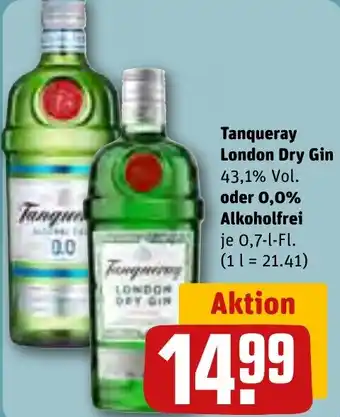 REWE Tanqueray London Dry Gin oder 0,0% Alkoholfrei 0,7 L-Fl. Angebot