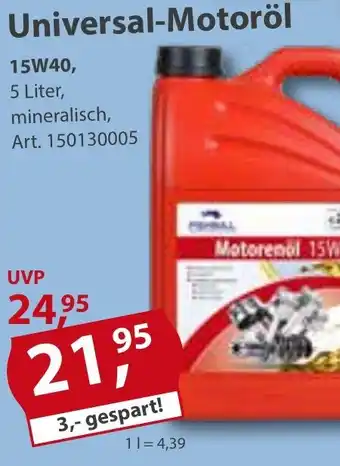 Sonderpreis Baumarkt Universal-Motoröl 15W40, 5 Liter Angebot