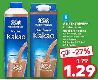 Kaufland Weihenstephan Frischer Kakao 1L Angebot