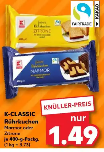 Kaufland K-CLASSIC Rührkuchen Marmor oder Zitrone 400g Angebot