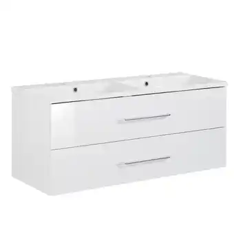 toom Baumarkt Fackelmann doppel-waschbecken mit unterschrank 'b.clever' weiß 120 x 51 x 46 cm Angebot