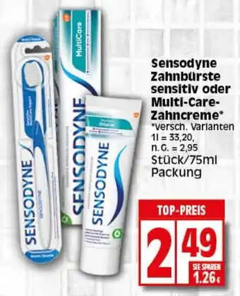 Elli Markt Sensodyne Zahnbürste sensitiv oder Multi-Care-Zahncreme* *versch. Varianten Stück/75ml Packung Angebot