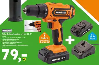 Globus Baumarkt PRIMASTER Akku-Bohrschrauber „PMAS 20-3" Angebot