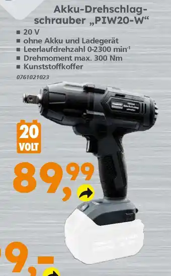 Globus Baumarkt Primaster Akku-Drehschlagschrauber ,,PIW20-W" Angebot