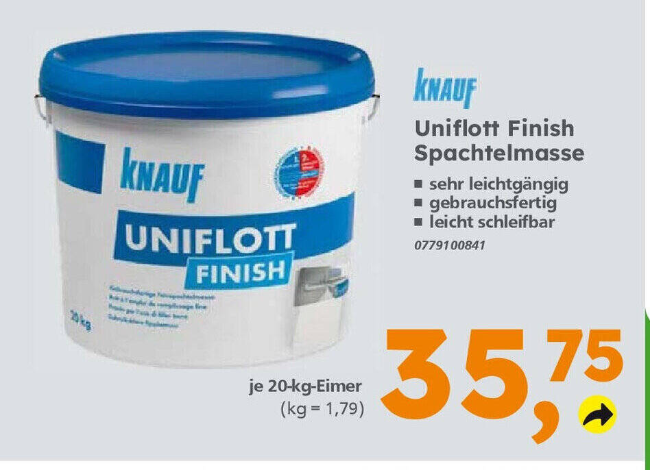 KNAUF Uniflott Finish Spachtelmasse 20kg Angebot bei Globus Baumarkt