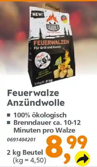 Globus Baumarkt Feuerwalze Anzündwolle 2kg Angebot