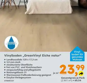 Globus Baumarkt Vinylboden ,,GreenVinyl Eiche natur" Angebot