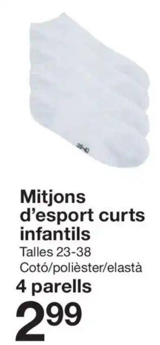 Zeeman Mitjons d'esport curts infantils Talles 23-38 4 parells Angebot