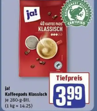 REWE ja! Kaffeepads Klassisch 280-g-Btl. Angebot