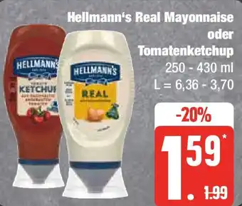 Edeka Hellmann's Real Mayonnaise oder Tomatenketchup 250 - 430 ml L Angebot