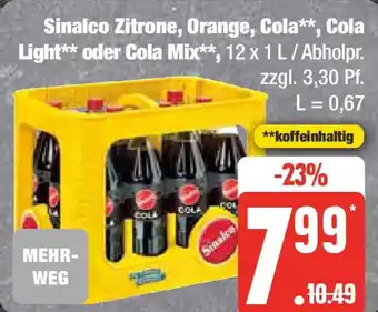 Edeka Sinalco Zitrone, Orange, Cola, Cola Light oder Cola Mix, 12 x 1 L / Abholpr. Angebot