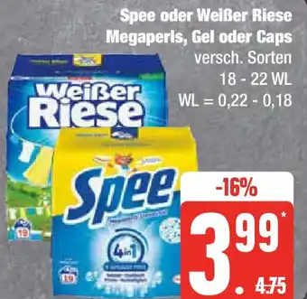 Edeka Spee oder Weißer Riese Megaperls, Gel oder Caps 18-22 WL Angebot