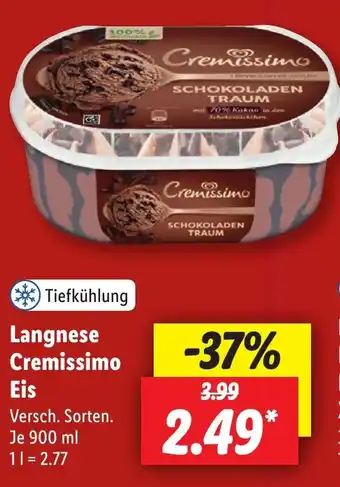 Lidl Langnese Cremissimo Eis 900 ml Angebot