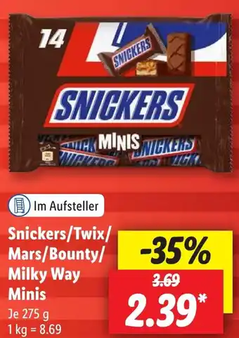 Lidl Snickers/Twix/ Mars/Bounty/ Milky Way Minis 275 g Angebot