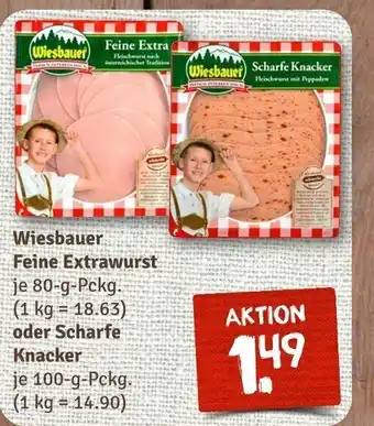 nahkauf Wiesbauer Feine Extrawurst 80g oder Scharfe Knacker 100g Angebot