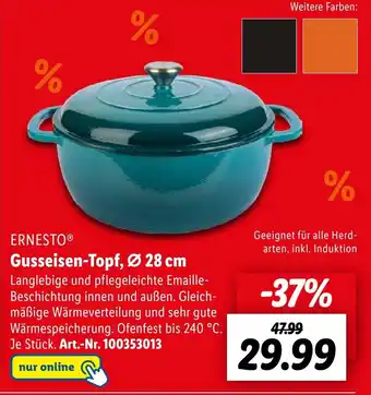 Lidl ERNESTO Gusseisen-Topf, Ø 28 cm Angebot