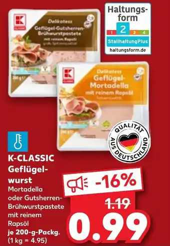 Kaufland K-CLASSIC Geflügel-wurst 200 g Packg. Angebot