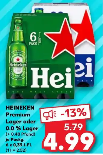 Kaufland HEINEKEN Premium Lager 6 x 0,33 l Fl. Angebot