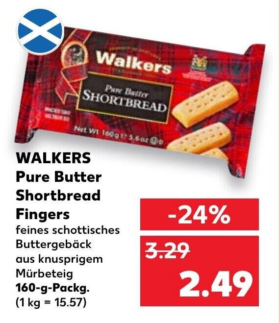 WALKERS Pure Butter Shortbread Fingers 160 g Packg. Angebot bei Kaufland